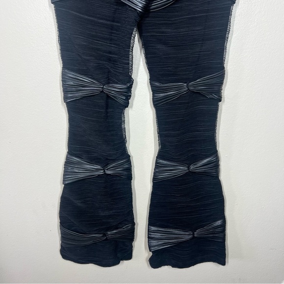 Maniere De Voir Womens Black Mesh Overlay Flare Pants Gothic Goth Grunge - Picture 10 of 11